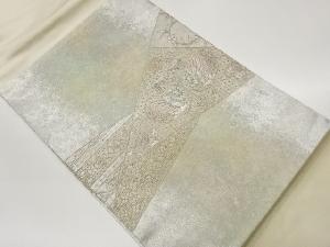 引箔金彩汕頭刺繍向かい鳥に古典柄・幾何学模様名古屋帯